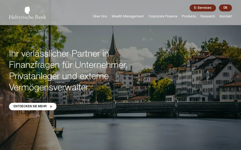 Helvetische Bank AG website screenshot