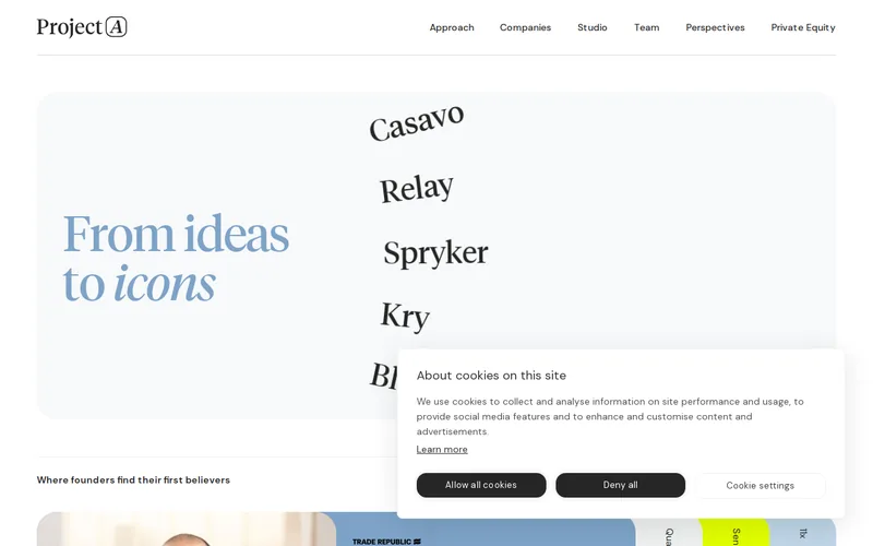 Project A website screenshot