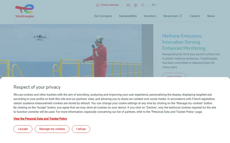 TotalEnergies Ventures website screenshot