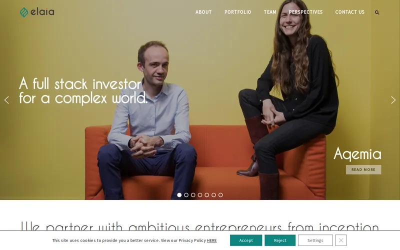 Elaia website screenshot