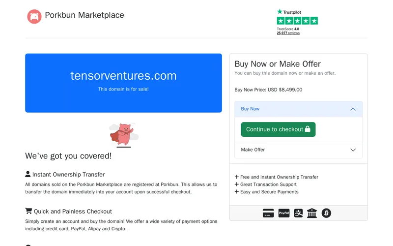 Tensor Ventures website screenshot