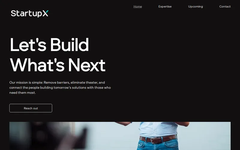 The StartupX website screenshot