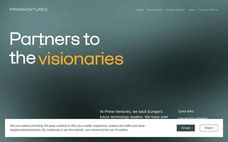 Prime Ventures website screenshot