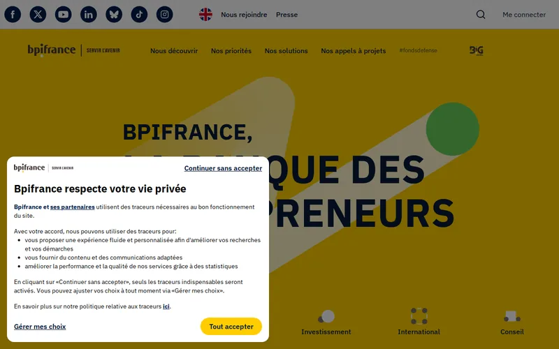 Bpifrance website screenshot