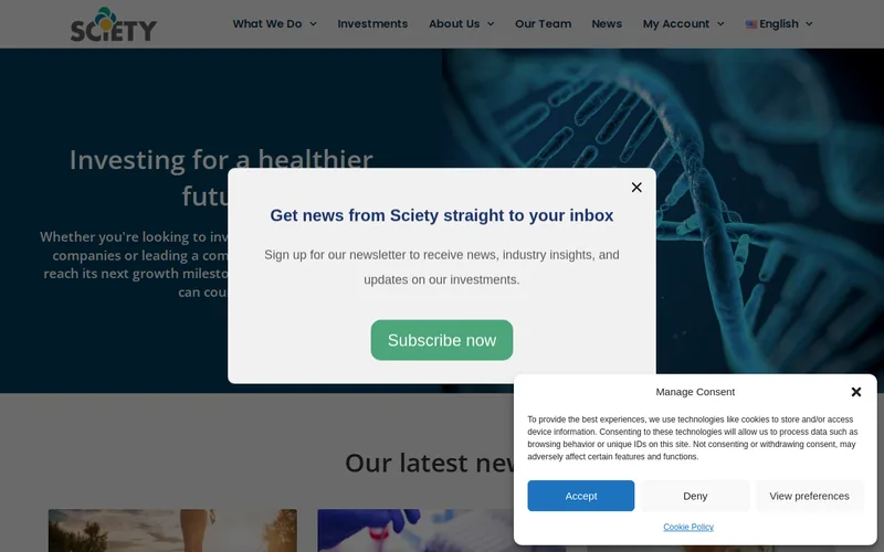 Sciety website screenshot