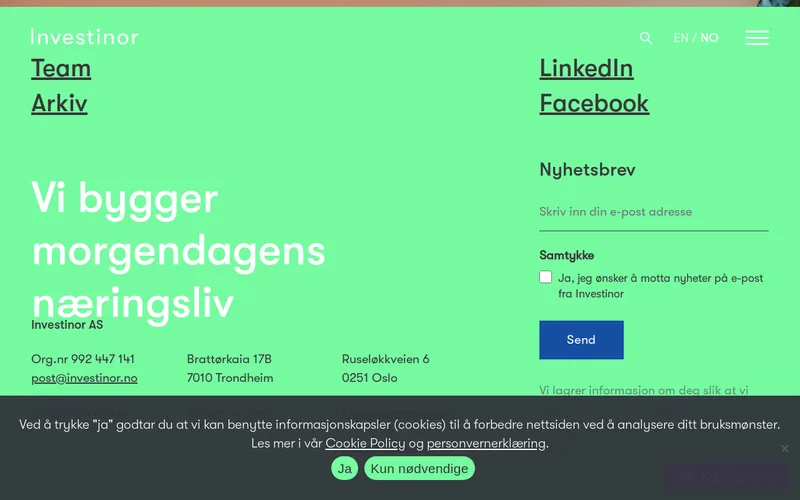 Investinor website screenshot
