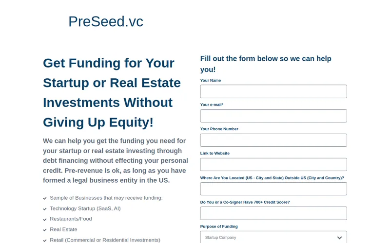 Preseed Ventures website screenshot