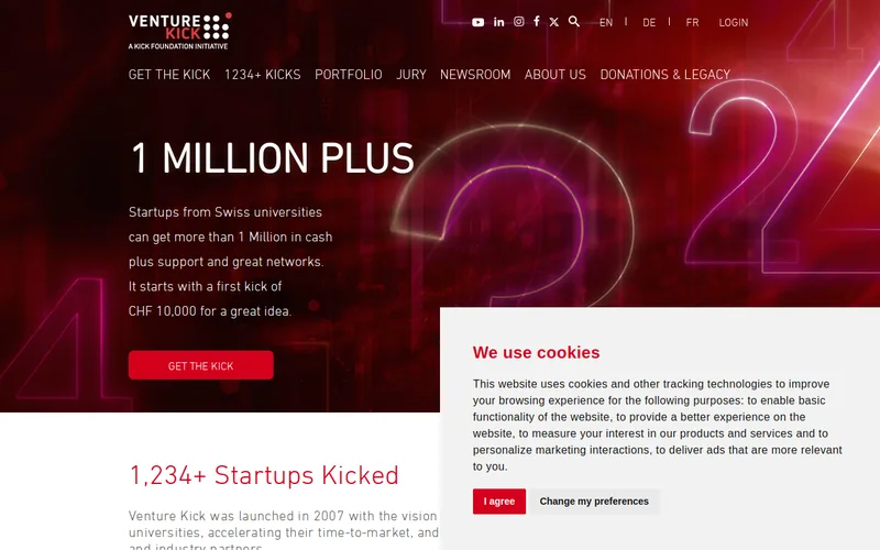 Venture Kick website screenshot