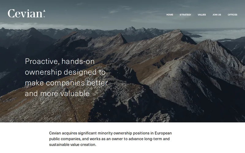 Cevian Capital website screenshot