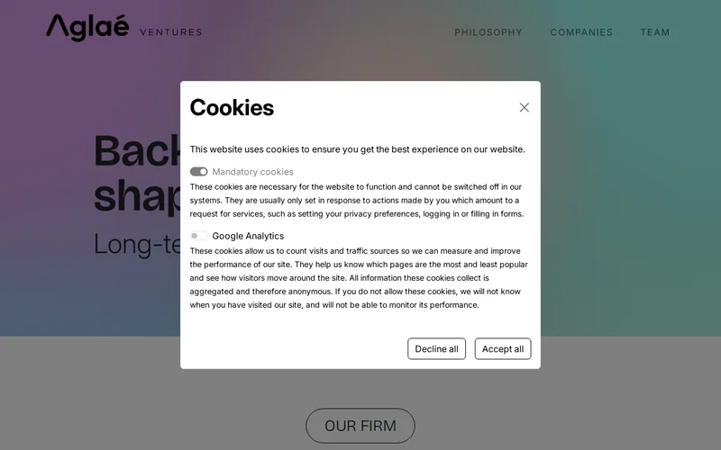 Aglaé Ventures website screenshot