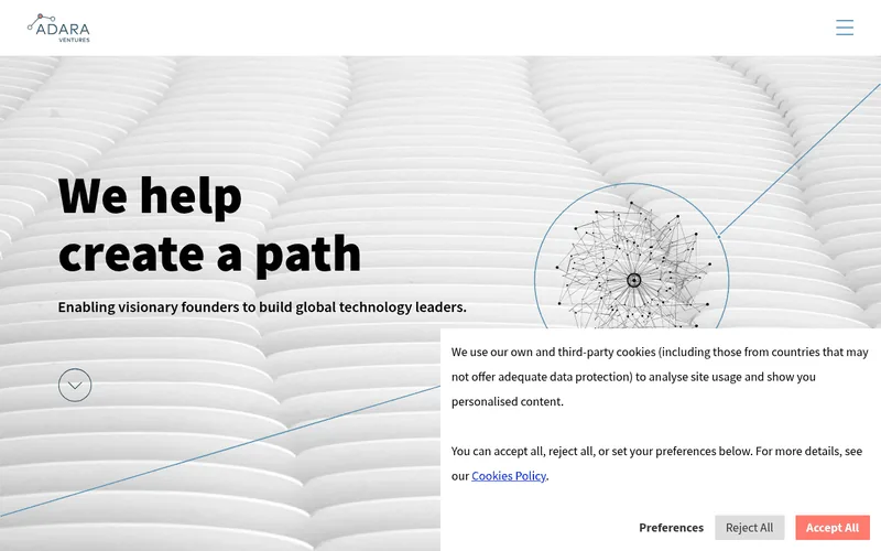 Adara Ventures website screenshot