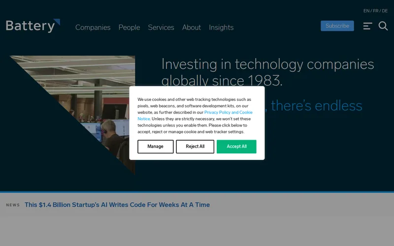 Battery Ventures website screenshot