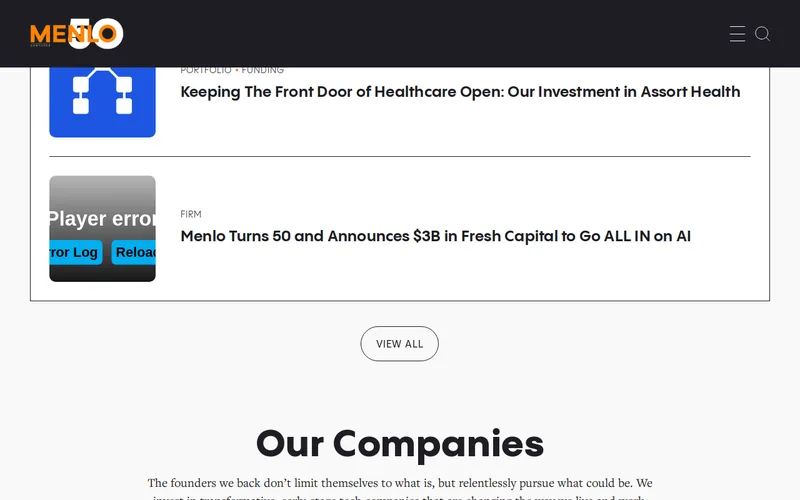 Menlo Ventures website screenshot