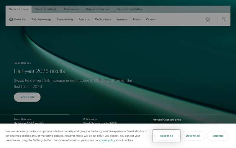 Swiss Re website screenshot