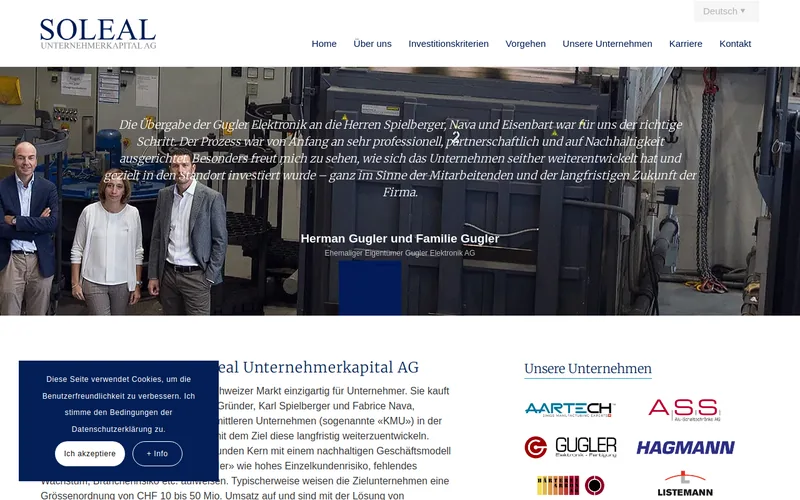 Soleal Unternehmerkapital AG website screenshot