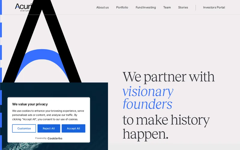 Acurio Ventures website screenshot