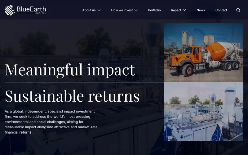 Blue Earth Capital website screenshot