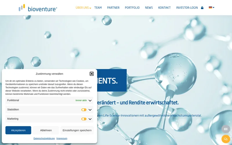Bioventure Management GmbH website screenshot