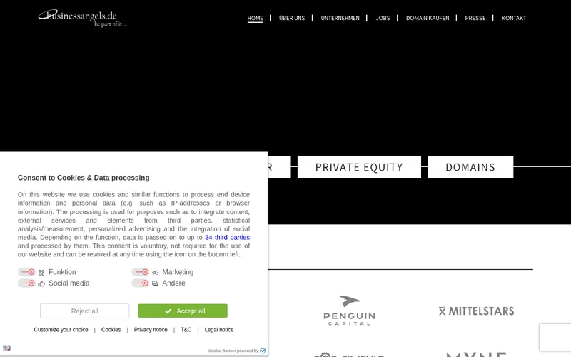 Business Angels Netzwerk Deutschland e.V. (BAND ) website screenshot