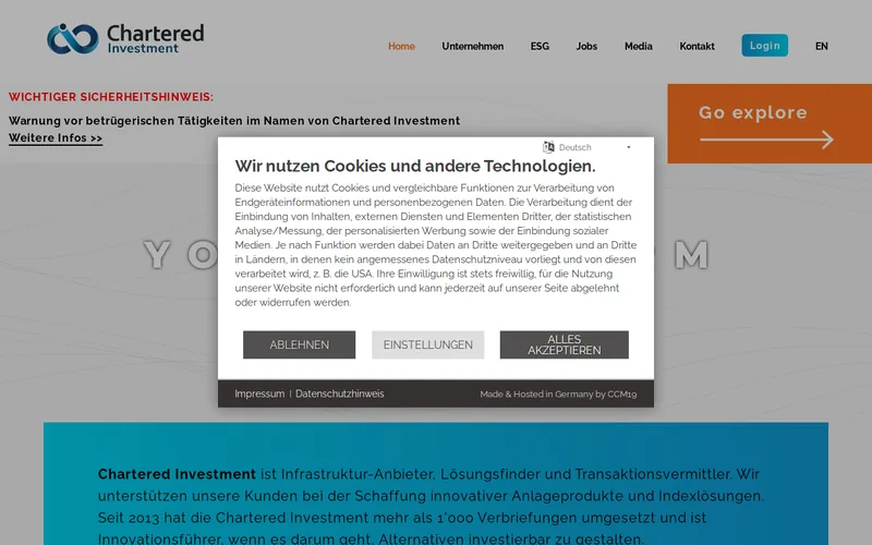 Chartered Investment Germany GmbH website screenshot
