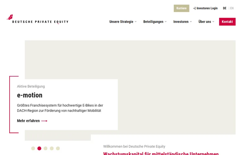 DPE Deutsche Private Equity website screenshot