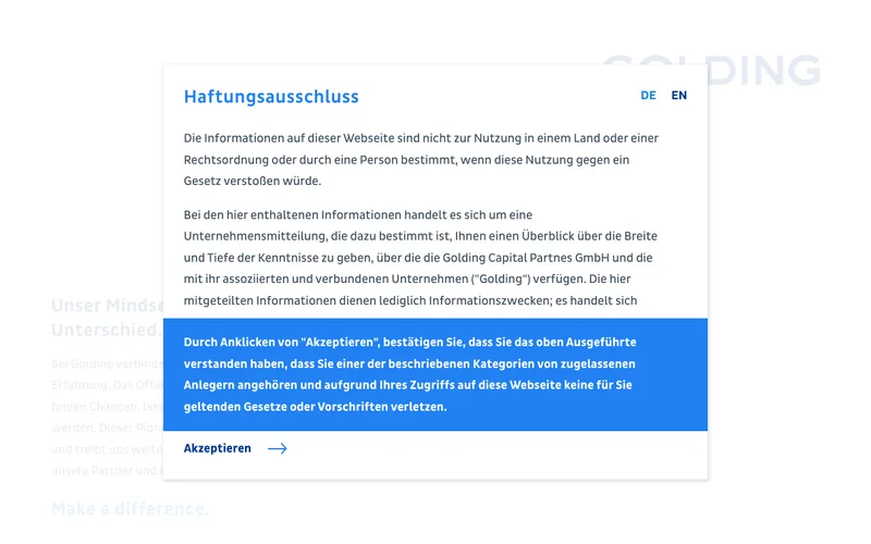 Golding Capital Partners GmbH website screenshot