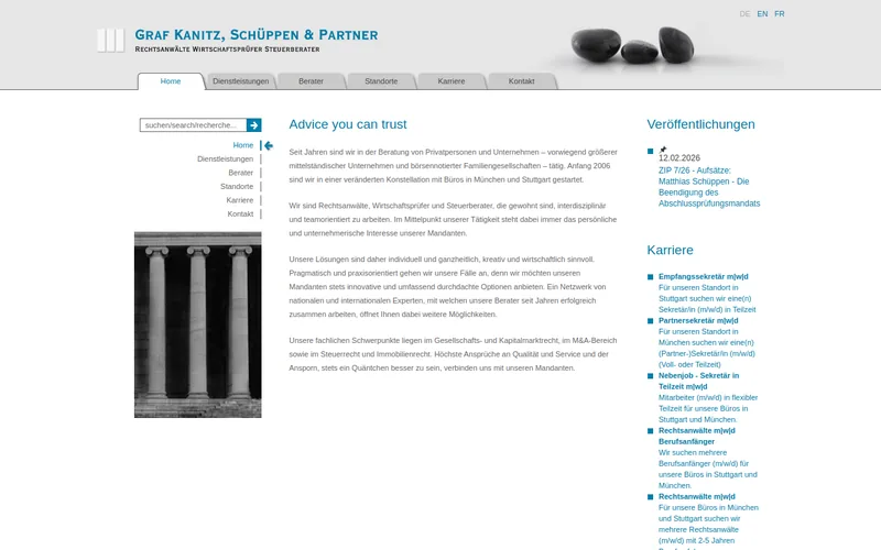 Graf Kanitz, Schüppen & Partner Rechtsanwälte Wirtschaftsprüfer Steuerberater website screenshot