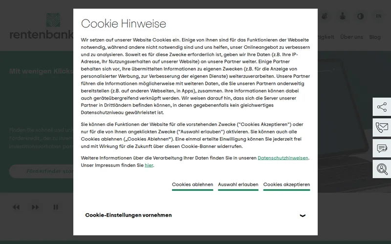 Landwirtschaftliche Rentenbank website screenshot
