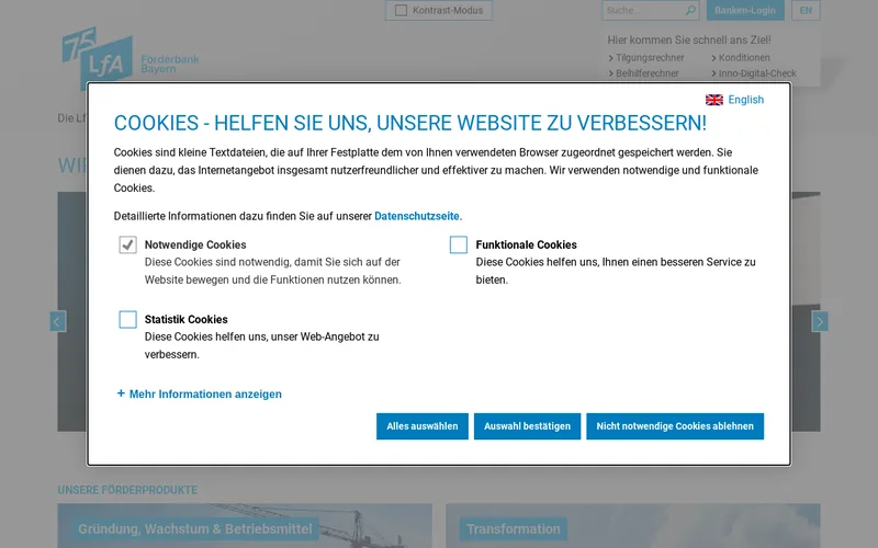 LfA Förderbank Bayern website screenshot