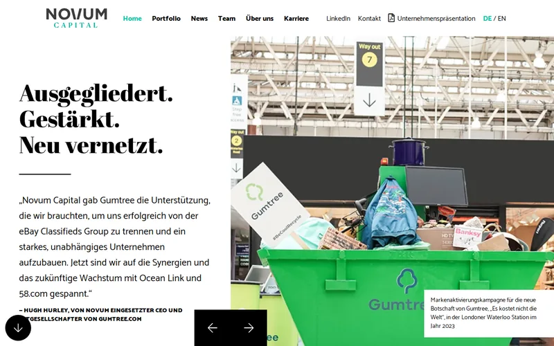 Novum Capital Management GmbH & Co. KG website screenshot