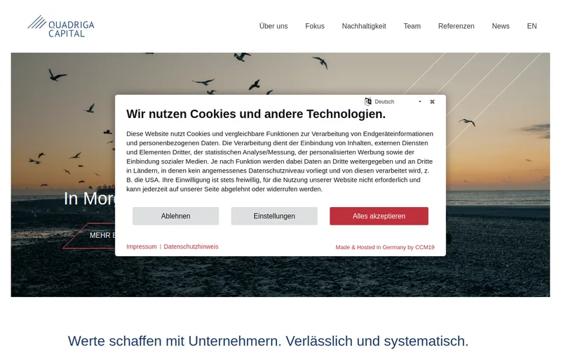 Quadriga Capital Eigenkapitalberatung GmbH website screenshot