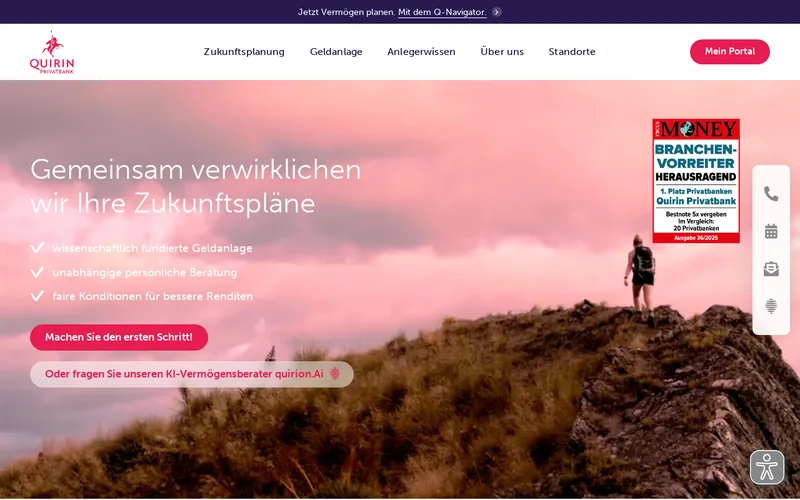 Quirin Privatbank AG website screenshot