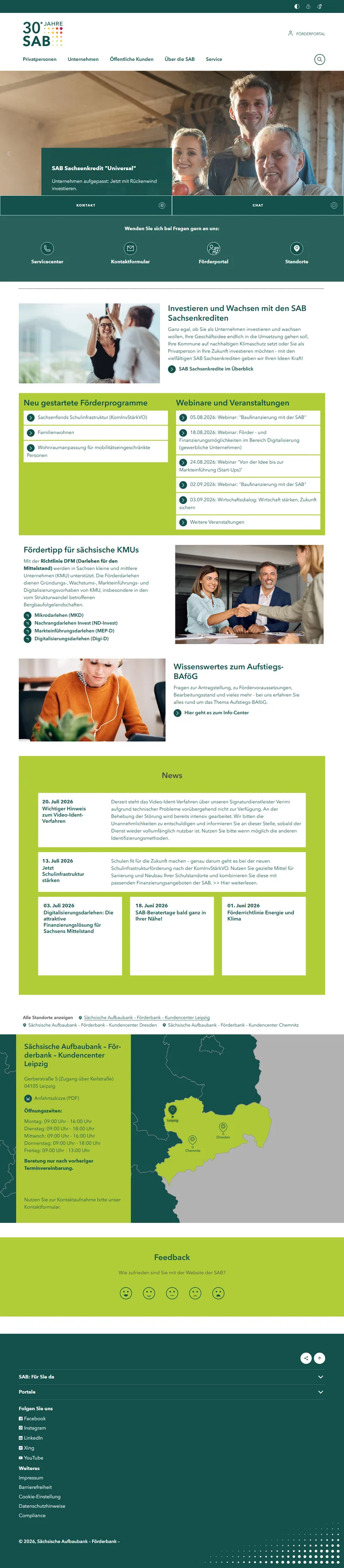 SAB Sächsische Aufbaubank website screenshot