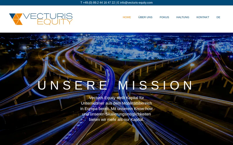 Vecturis Equity GmbH website screenshot