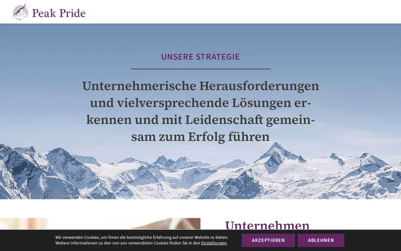 Peak Pride website screenshot