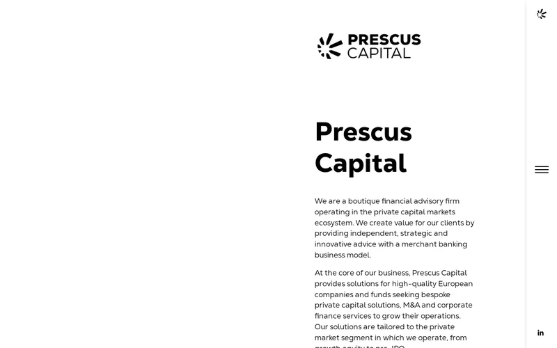 Prescus Capital AG website screenshot