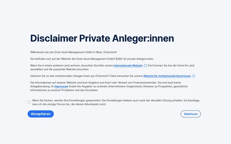 Erste Asset Management website screenshot