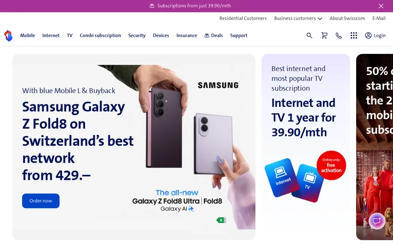 Swisscom (Schweiz) AG website screenshot