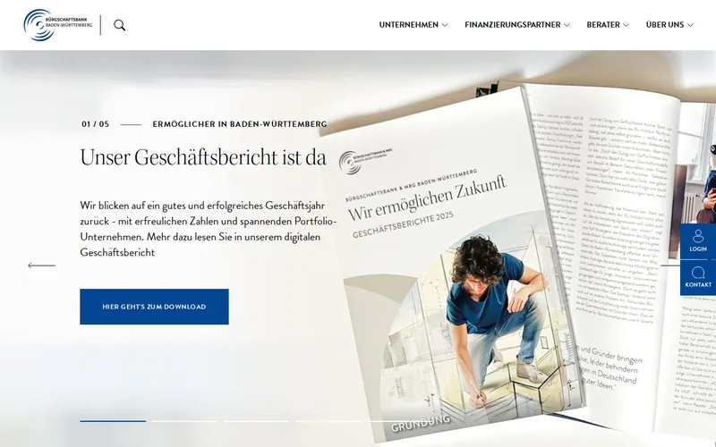 Bürgschaftsbank Baden-Württemberg website screenshot