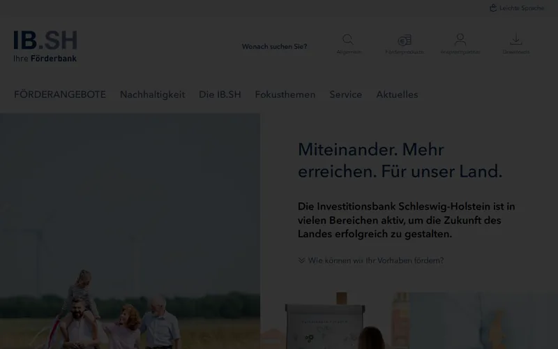 Investitionsbank Schleswig-Holstein (IB.SH) website screenshot
