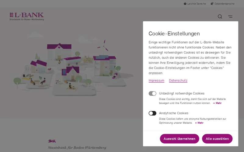 L-Bank – Staatsbank für Baden-Württemberg website screenshot