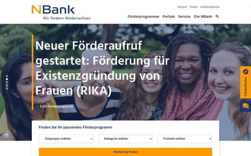 NBank – Investitions- und Förderbank Niedersachsen website screenshot