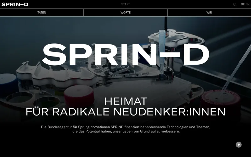 SPRIND – Bundesagentur für Sprunginnovationen website screenshot