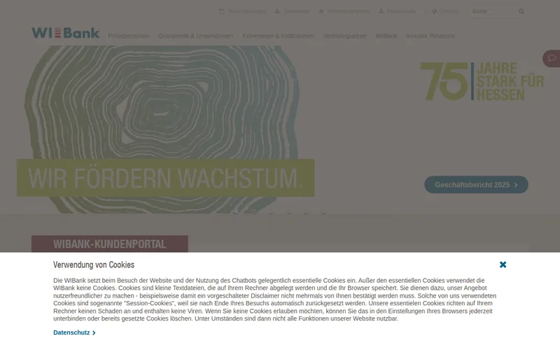 WIBank – Wirtschafts- und Infrastrukturbank Hessen website screenshot