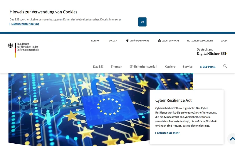 Bundesamt für Sicherheit in der Informationstechnik (BSI) website screenshot