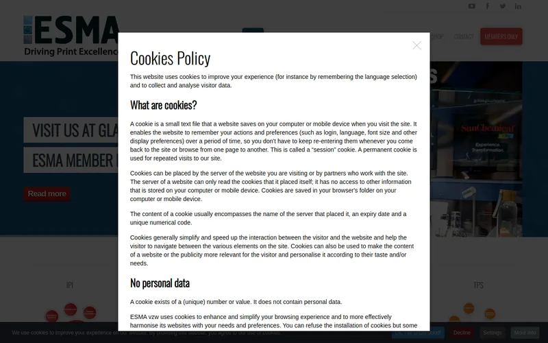 ESMA website screenshot