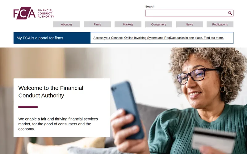 Financial Conduct Authority (FCA) website screenshot