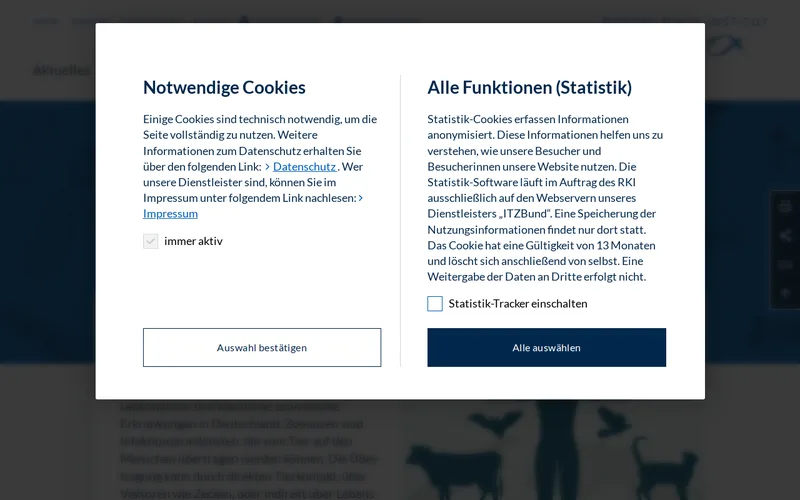 Robert Koch-Institut (RKI) website screenshot