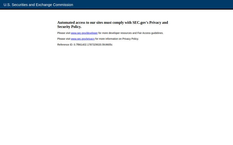 U.S. Securities and Exchange Commission (SEC) website screenshot