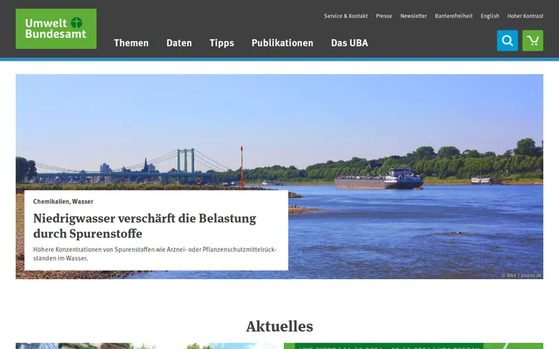 Umweltbundesamt (UBA) website screenshot
